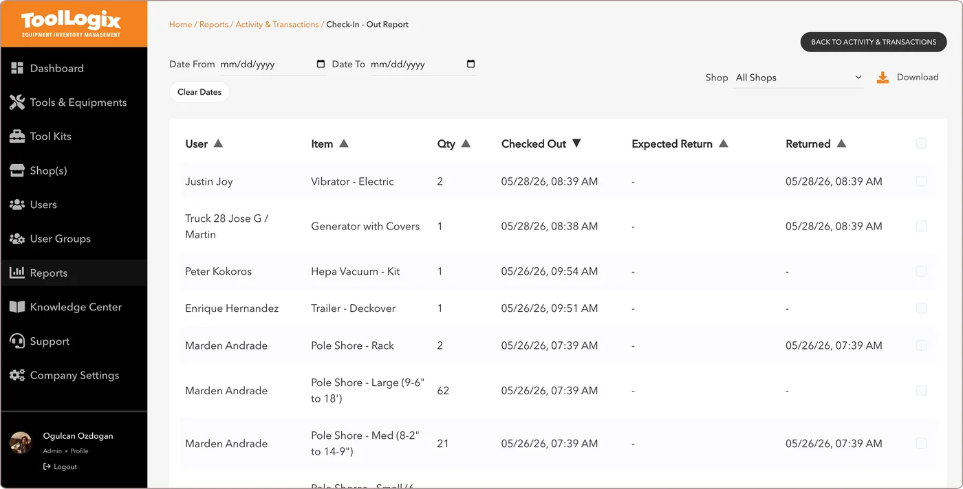 Assign & Track Custody — ToolLogix app screen