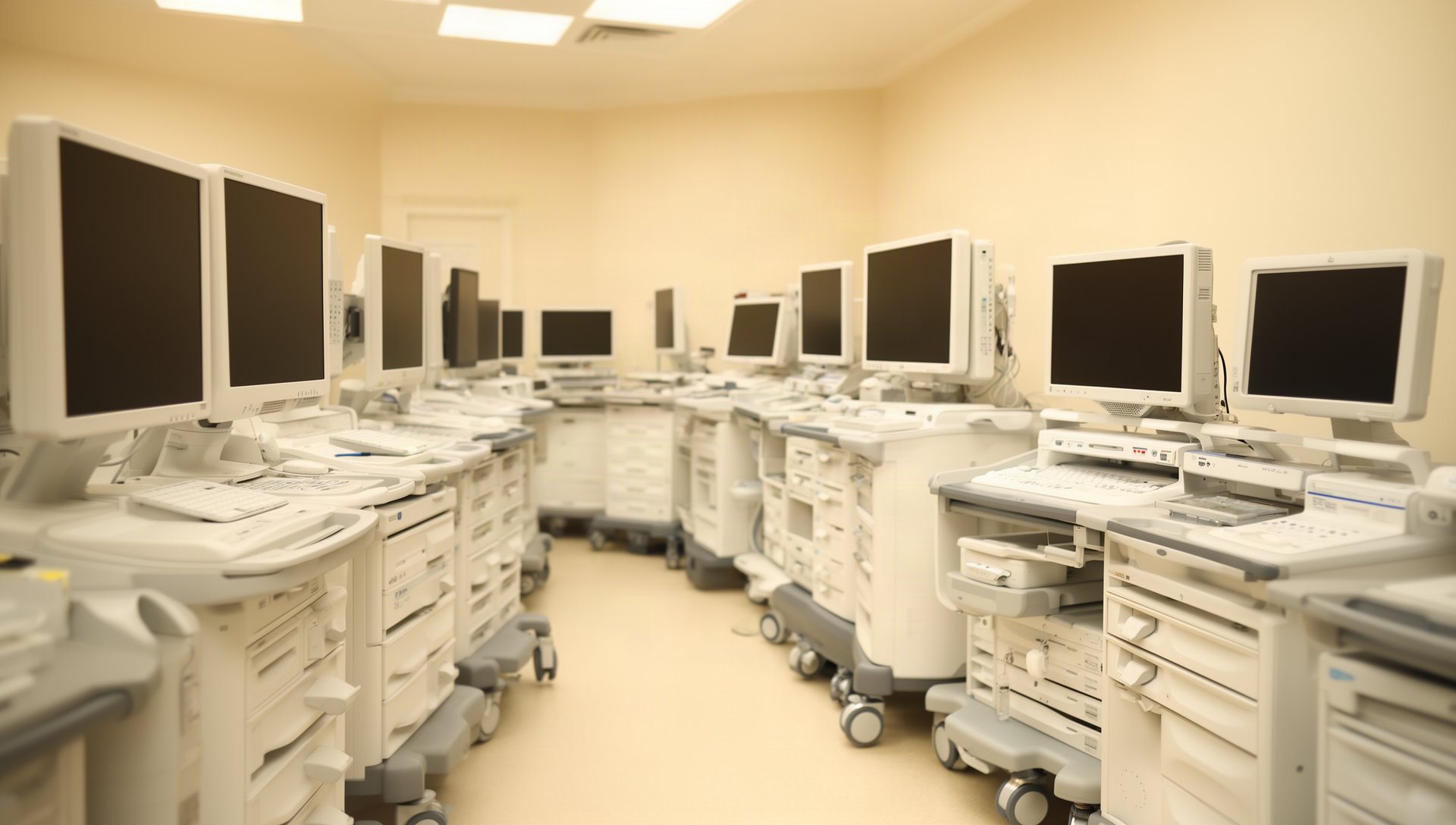 Facilities staff checking equipment in a clinical equipment room using ToolLogix